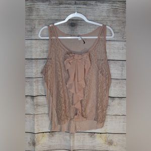 Large blush color tank with bow & lace